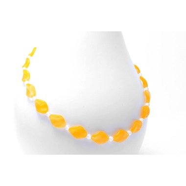 Sonnengelbe Glasperlenkette . Yellow Swirl Halskette Mit Gedrehten Glasperlen