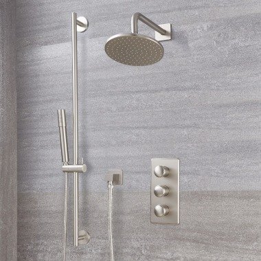 Unterputz-Duschsystem mit Thermostat – mit rundem 188mm Wand-Duschkopf