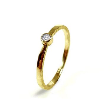 Verlobungsring Goldring Gelbgold 14 Kt Mit Großem Brillant, Diamant, Vorsteckri