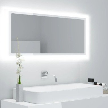 vidaXL LED-Badspiegel Hochglanz-Weiß 100x8,5x37