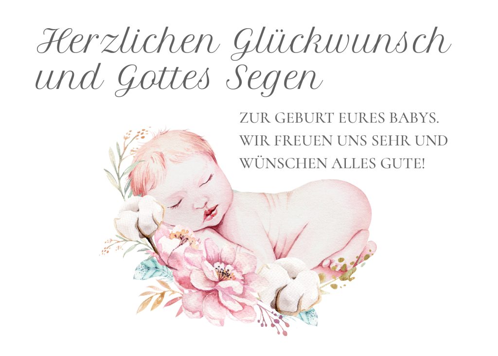 Geburtswünsche für Baby & Eltern - Geburtskarte mit schönen Spruch zum kostenlosen Download