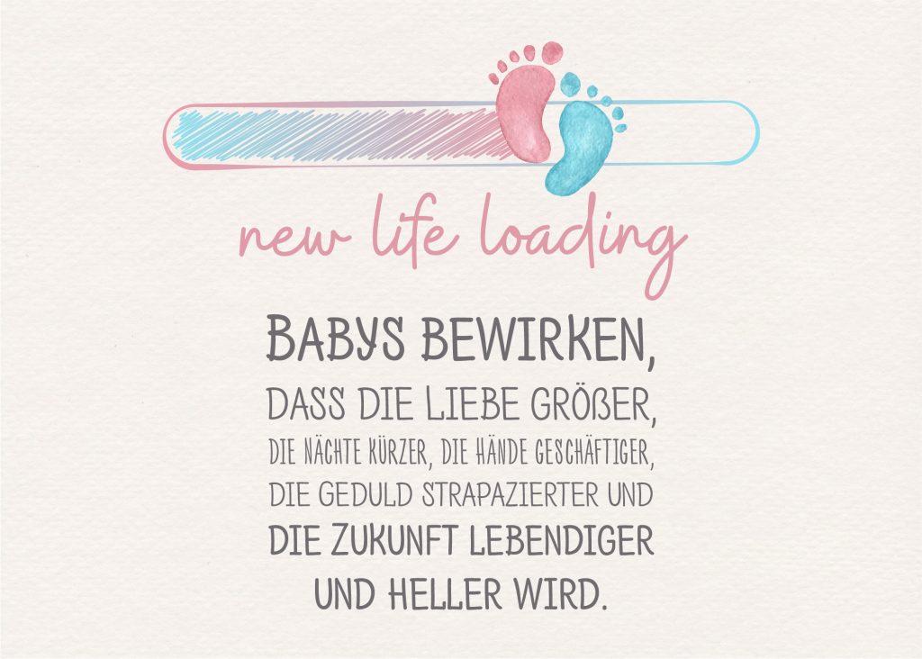 Geburtswünsche für Baby & Eltern - Geburtskarte mit schönen Spruch zum kostenlosen Download 