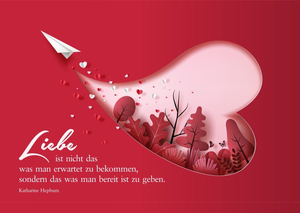 Karte oder Bild aus Liebe mit einem Spruch "Ich liebe Dich"