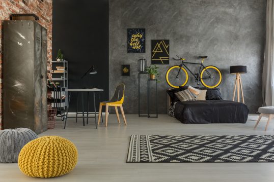Idee für ein Jugendzimmer für Jungs im industriellen Stil – Wandgestaltung in Steinoptik – Fut...
