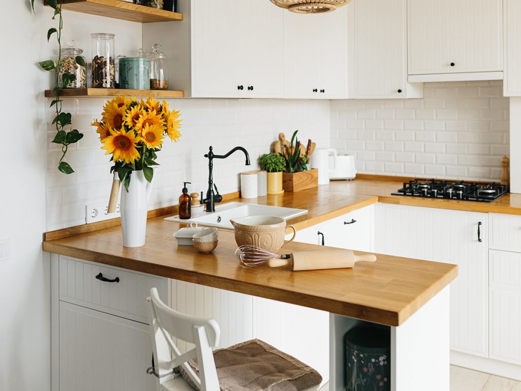 Idee für die Kücheneinrichtung aus nachhaltigen und langlebigen Materialien.